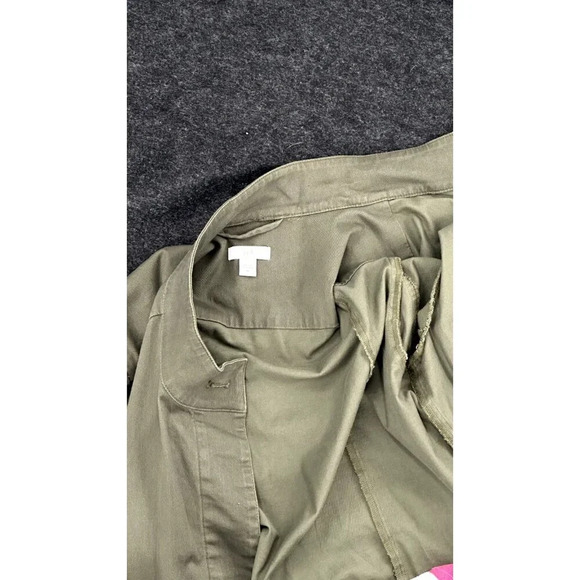 J. Jill Jacket Womens Medium Green Utility Cargo Belted Button Front Pockets - Picture 3 of 3